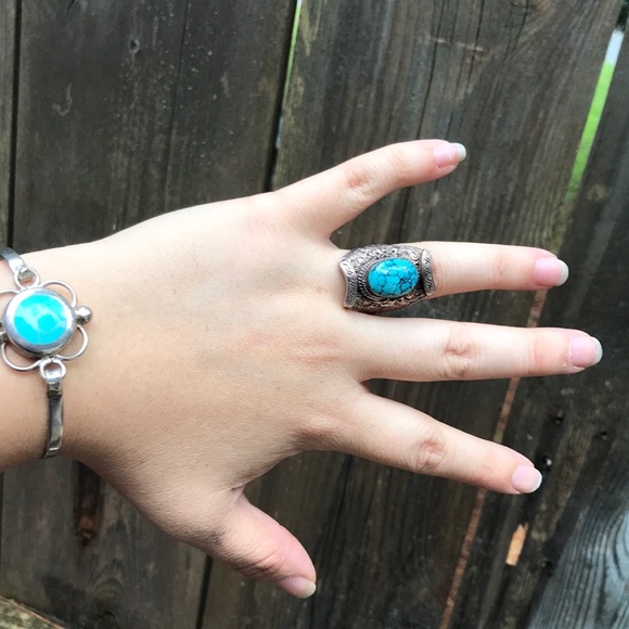 Vintage Spiderweb Turquoise sterling silver ring. - Picture 9 of 9